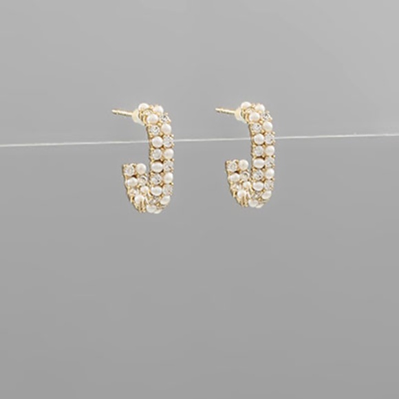 CZ & Pearl Open Hoops